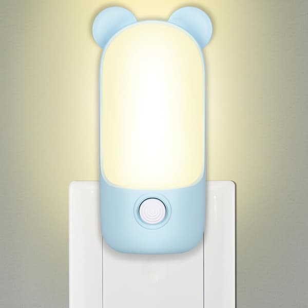 Nattlampe for barn, LED-plugg i romdekorasjon, nattlampe for barn med 2 moduser for trapper/kjøkken (blå)