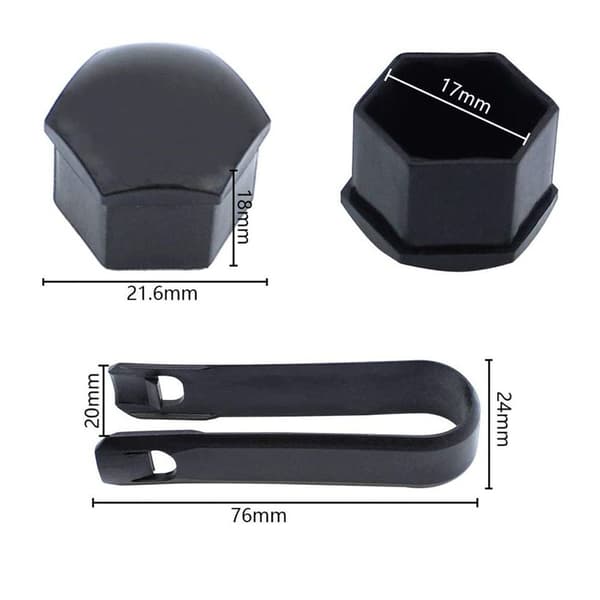 Wheel Bolt Covers, 20x Wheel Bolt Covers 17 mm, Wheel Nut Covers with Tool, un KLB