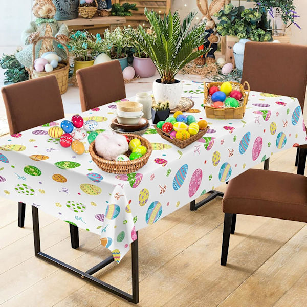 2-pack Easter Tablecloths - Colorful Easter Egg Tablecloths, 108 x 54 inches