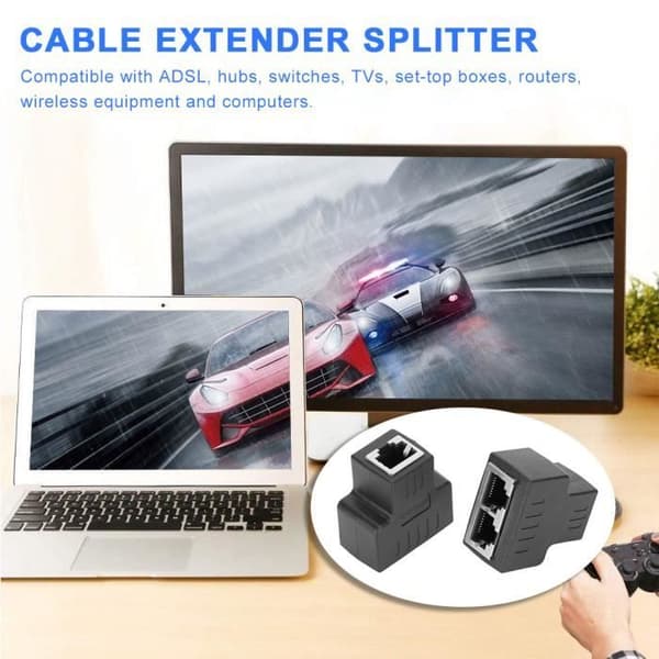 2 stk. Ethernet-kabeladapter LAN-stik Forlænger Splitter RJ45 Hun-interface til internetkabel