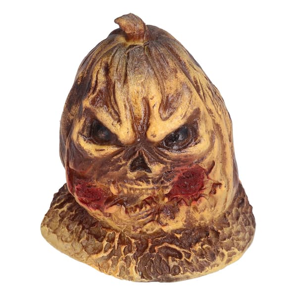 Skummelt gresskarhode-lampe i harpiks Halloween hjemmedekorasjon Halloween skulpturpynt#B