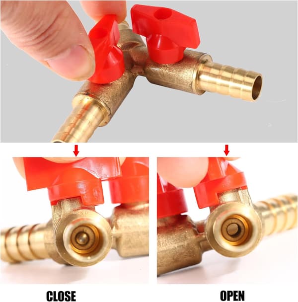Y-rørfitting 3-vejs splitter kugleventil 3-vejs messing 10 mm kugleventil til vand, olie og gas til vanding af potteplanter
