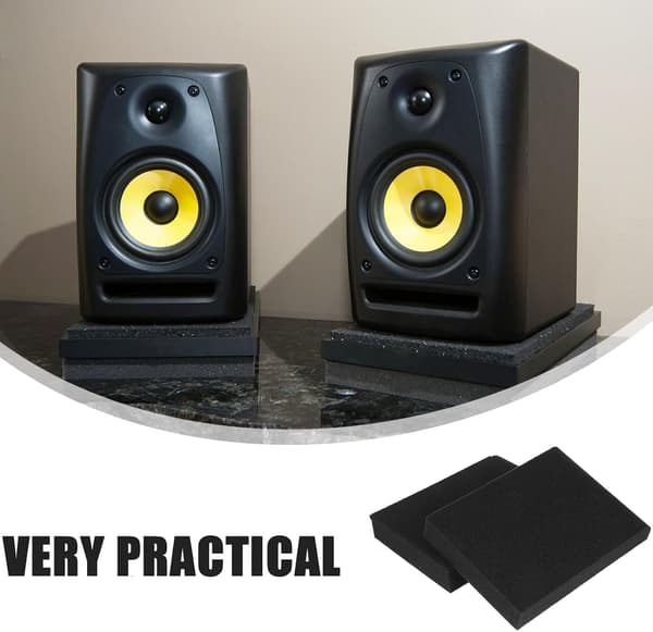 2pcs Speaker Isolation Pad Sound Frame Foam Pad Stable Vibration Absorption Black Foam Small Speaker Accessories