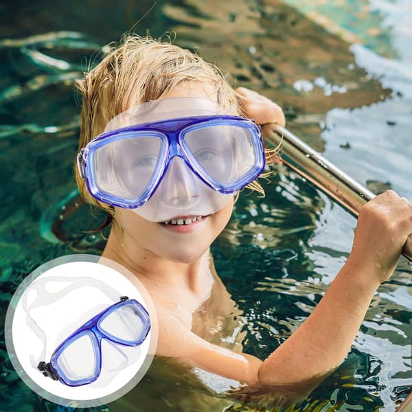 Snorkkelimaski karkaistulla lasilla, huurtumattomat sukelluslasit, laivastonsiniset uimalasit