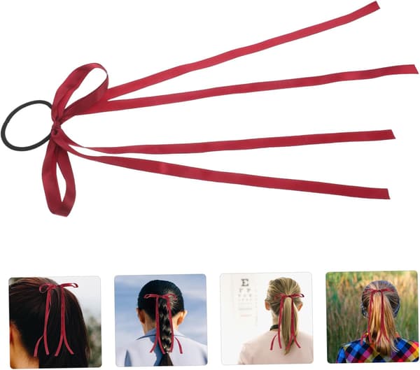 Elegante Hårklemmer med Satinroset til Kvinder, Elastisk Hårbånd til Tykt Hår, Hverdagsstyling