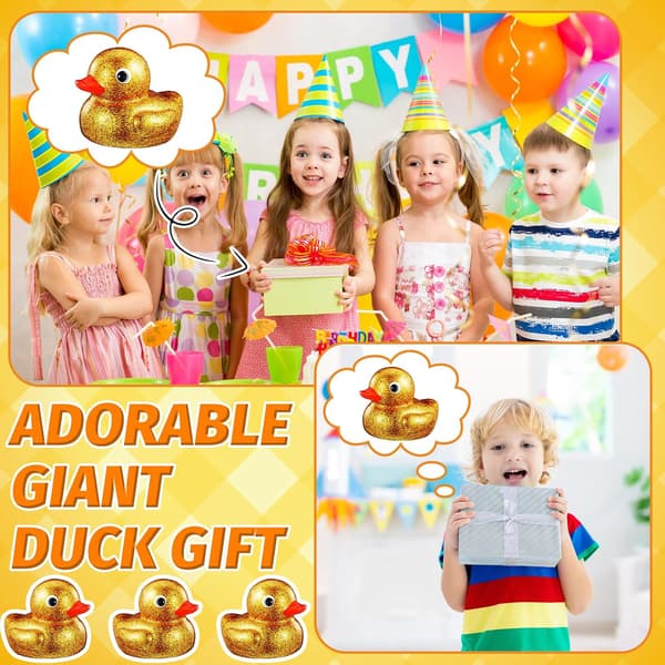 6,89 tommer stor gummiand med glitter, gigantisk and, gull gull Gold