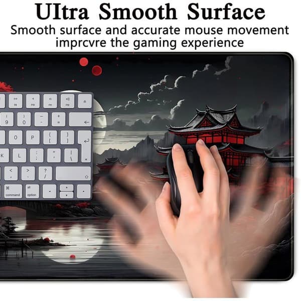 Stor XXL Gaming Musematte - 900 x 400 mm - Spillmusematte med sydde kanter - Skrivebordsunderlag