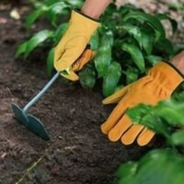 Cowhide Leather Work Gloves, for Drivers, DIY, Gardening, Warehouse, Farm Work, Multi-functional (L, Yellow)