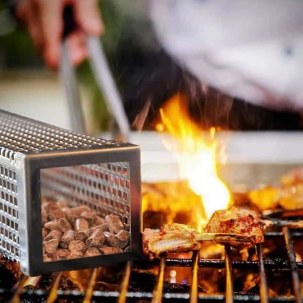 Røgrør i rustfrit stål til pellets til grill, gas- og elgrill, sølv 6 tommer