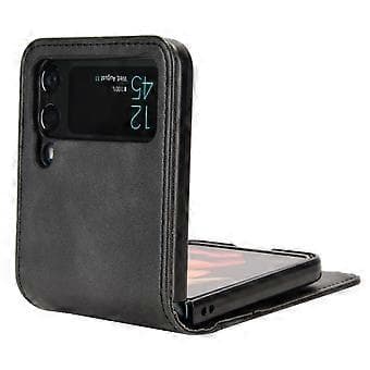För Samsung Galaxy Z Flip3 5G PU Läderfodral Vikbart Telefonfodral Hårt PC-skal med Plånboksdesign