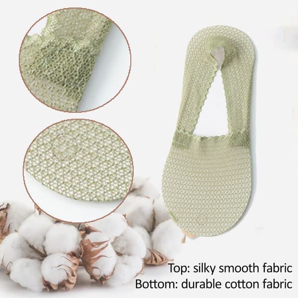 Low-cut Socks Non-slip Breathable Cool Thin Avocado Green for Women KLB