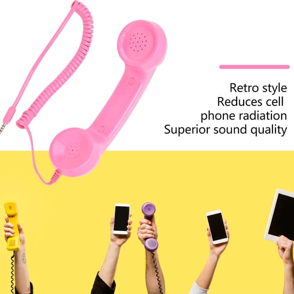 Retro Telephone Handset Multifunctional Radiation-Proof Handheld Mobile Phone Receiver for Mobile Phones Computers Pink Pink