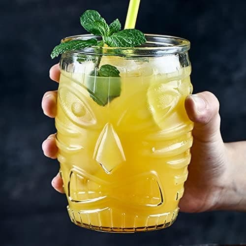 6-pack moderna Tiki-glas, dubbla Old Fashioned-glas, Hawaiian-stil, cocktailmugg, klar, 473 ml
