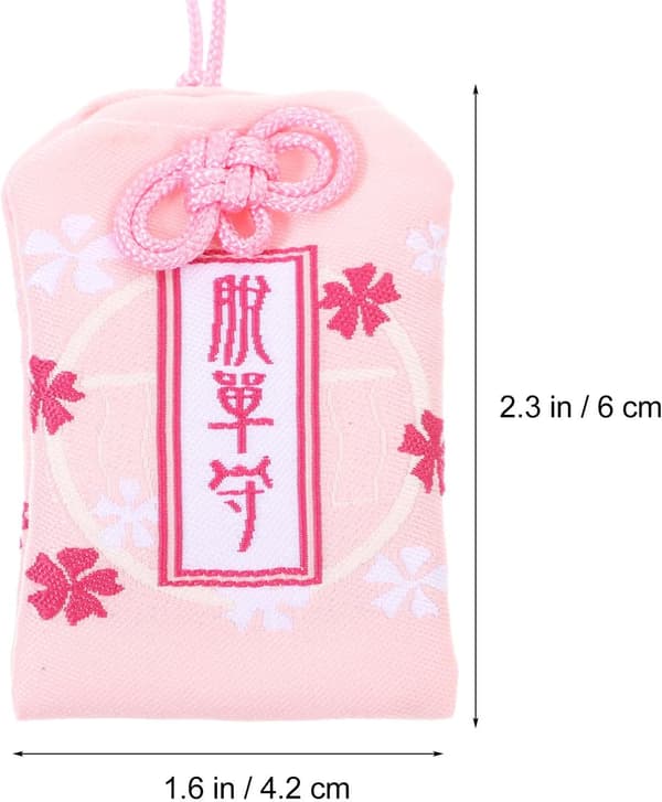 Omamori-pynt i japansk stil, brokade-sjarm, rosa velsignelsespose-amulett