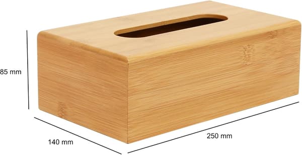 Rektangulær servietbeholder i bambus | Servietholder | Servietdispenser | Servietovertræk | Servietter medfølger ikke | H8,5 x B25 x D14 cm |