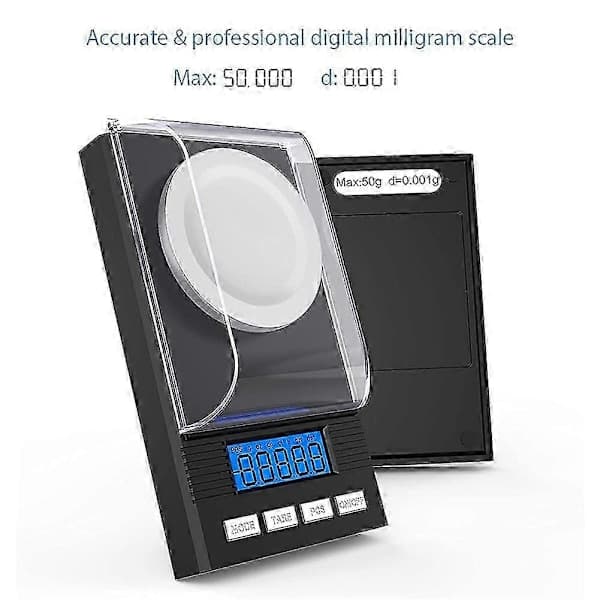 50g/0.001g Milligram Scale, Milligram Precision Scale, mg, Pocket Scale, Laboratory Scale with LCD Display, Letter Scale