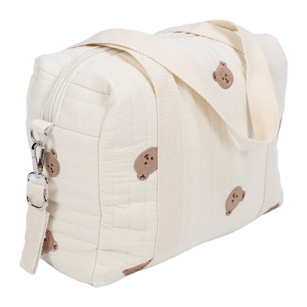 Multifunctional Stroller Bag Embroidery Zipper Reusable Handbag Diaper Bag Bear Bag