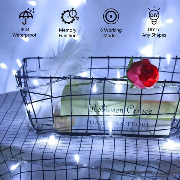 50M 500 LED String Lights Christmas Lighting Indoor and Outdoor 8 Modes Waterproof String Lights Transparent-White