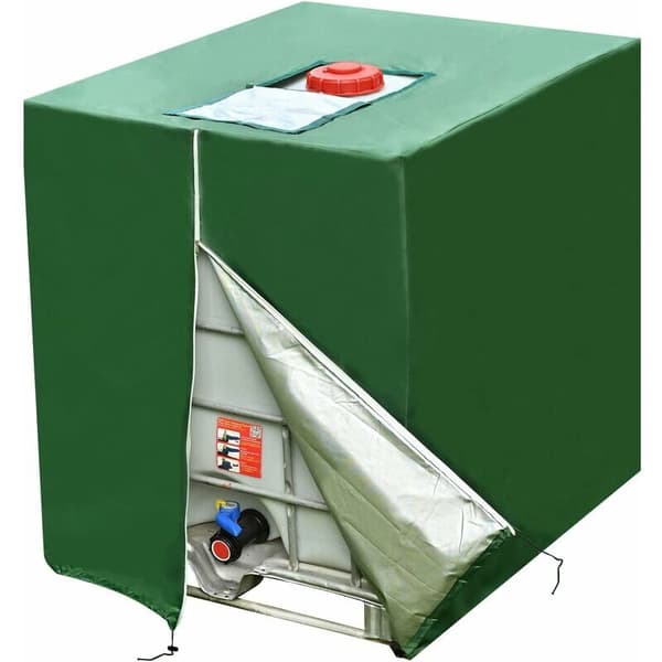 1 pc Bhas1000L UV-resistant 210D IBC water tank cover with drawstring and zipper
