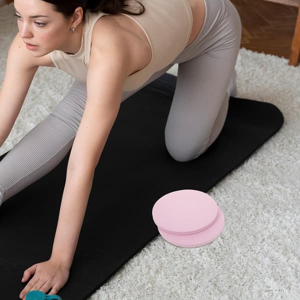 6 stk. runde træningsmåtter, lyserøde yogaknæbeskyttere med håndleds- og albuebeskyttelse