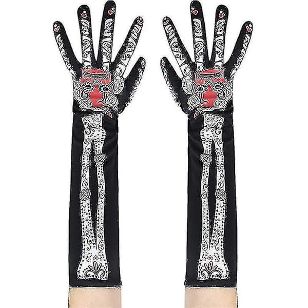 Par Dekorative Halloweenhandsker Simuleringsdødningehovedhandsker Halloweenpartyhandsker Beklædningstilbehør