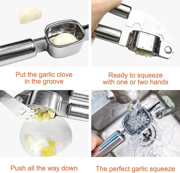 Garlic Press, Stainless Steel Garlic Press, Practical Kitchen Utensils