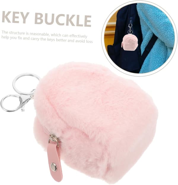 Small Plush Bag Keychain Bag Soft Plush Coin Purse with Keychain Portable Cute Mini Bag