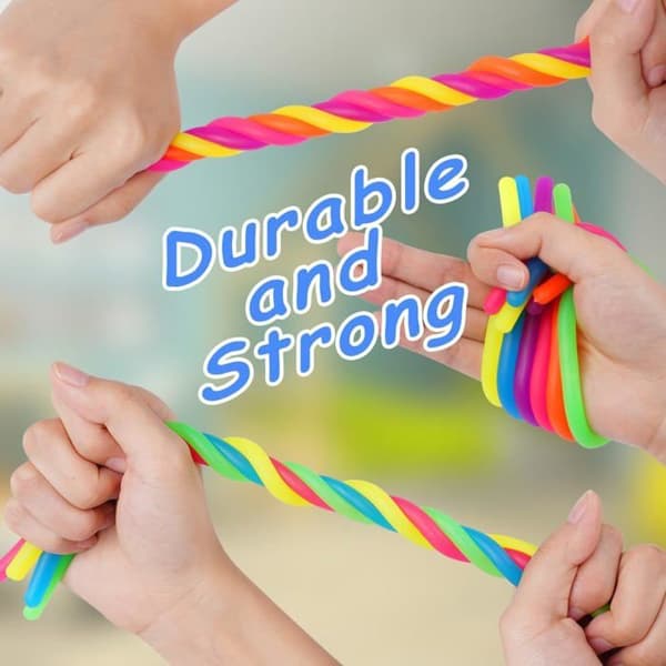12-delt sett med elastiske taulker, fargerike anti-stress sensoriske leker for barn, fidget-leker