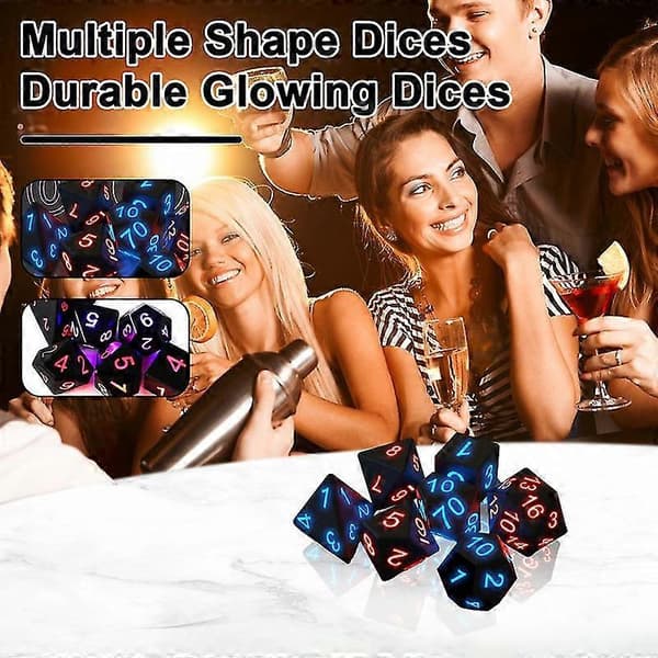 Set Club Luminous Dice Electronic Various Shapes 10 Seconds Light Lasting Wireless Battery Powered Party Bar LED Dice with Storage Box