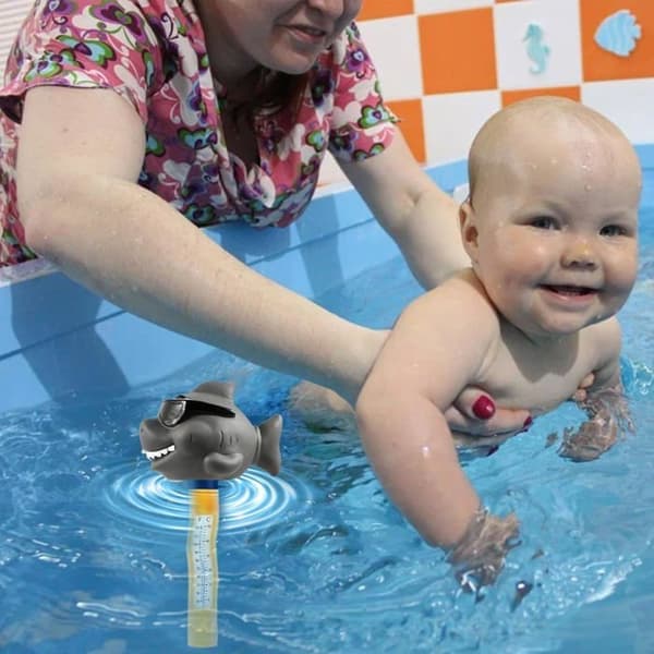 Solcelledrevet pooltermometer, flydende termometer med snor, let at aflæse om natten, velegnet til swimmingpools