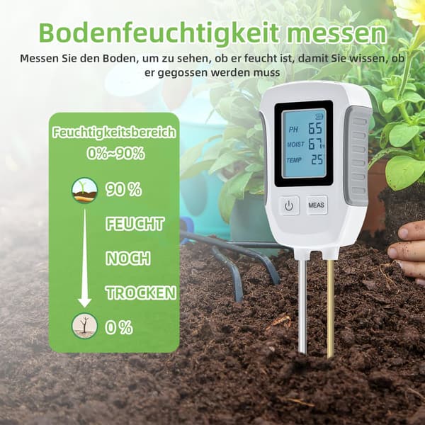 3-in-1 Soil Meter, Digital Moisture Meter PH Meter with Backlight for Gardening, Agriculture