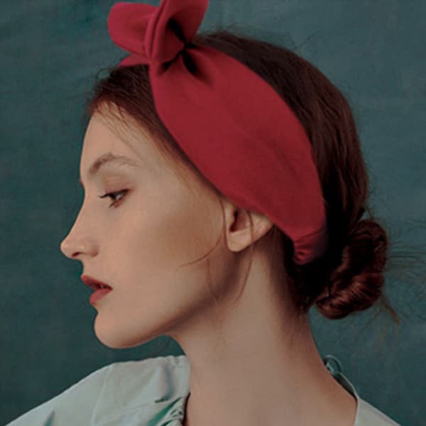 Cute Bow Headband, Feminine Headband, Solid Color Elastic Retro Headband KLB