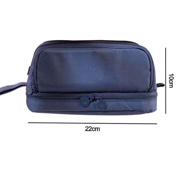 Large Pencil Case with 4 Compartments, Large Ballpoint Pen, Navy Blue KLB
