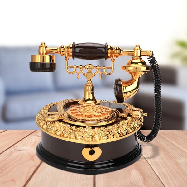 Retro hjerteformet telefonmodell spilledåse bursdagsgave hjemmedekorasjon