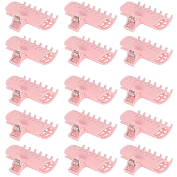 15 pcs/set Curl Clip Hair Roller Fixing Clip Holding Sectioning Claw Hairdressing Tool Pink
