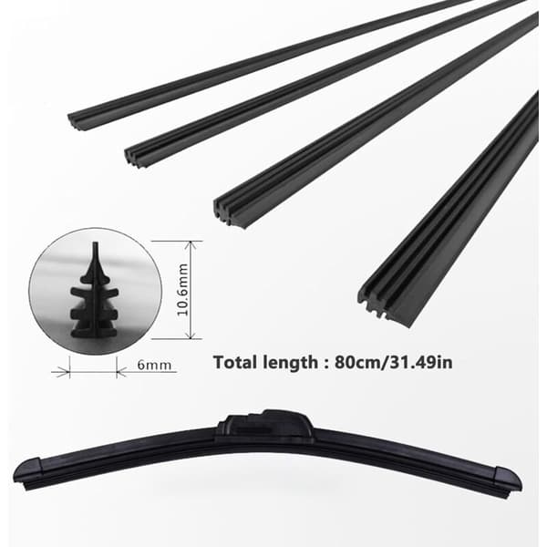 6 Pieces Rubber Wiper Blade, Rubber Replacement Blade, Universal Windshield Wiper Strips, Compatible with All Wiper Blades