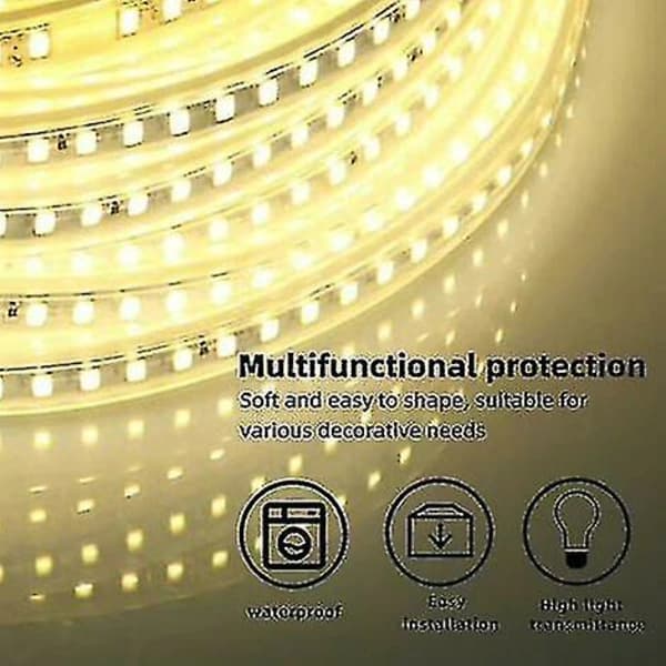 8M LED-stripe for utendørs bruk 220V 4000K Positiv hvit 5 meter IP67 Vanntett LED-lysstripe (Positiv hvit, 8m)