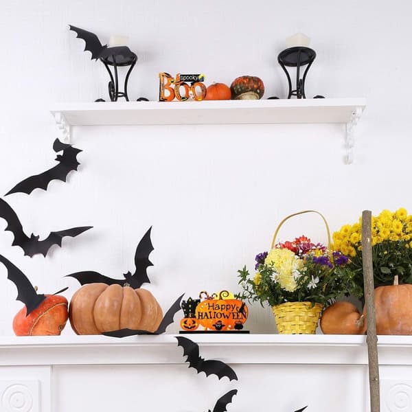 3-pack Happy Halloween träskylt Pumpa Boo Bordsdekorationer Godis KLB
