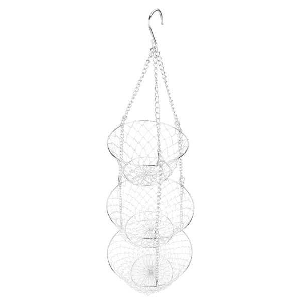 3-Tier Iron Wire Flower Basket, Hanging Vegetable Storage Organizer, Kitchen Accessory