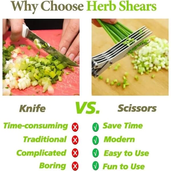 Stainless Steel Herb Scissors for Cutting Herbs, Kitchen Utensil