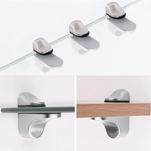 6x Zinklegering Glashylla Fäste Justerbar Glasklämma Väggmonterade Glashyllfästen