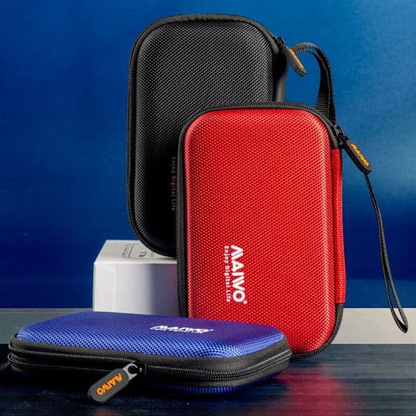 KT02 Portable Digital Mobile Hard Drive Storage Bag Shockproof and Drop-proof Protective Zipper Storage Bag Red