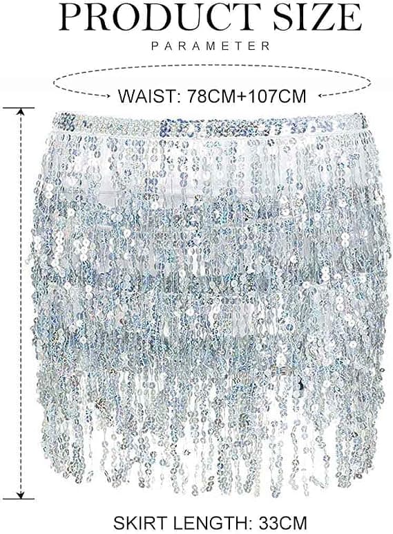 Mavedans hoftesjal kvast sjal paillet wrap rave kostume til kvinder