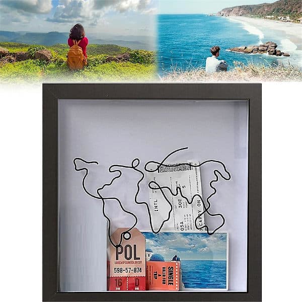 Shadow Box Picture Frame for Wall and Table Placement - Ticket Stubs Adventure Archive Box / Hanging