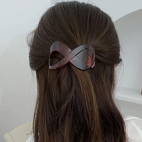 2 minimalistiska hårklämmor för lockigt hår (ljus bärnsten och svart), hårklämma