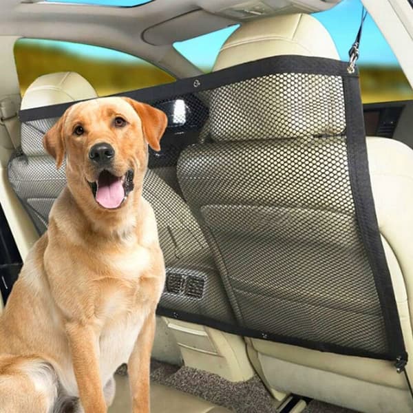 Car Safety Net Dog Net Rear Seat Barrier Between Pet and Driver Black-