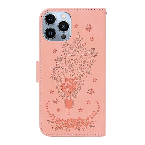 Fjärilsros Läderfodral för iPhone 15