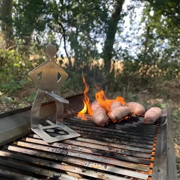 4-pak sjove BBQ-tilbehør Pølsestativholder Bærbart Grillstativ Rustfrit Stål Grillstativ