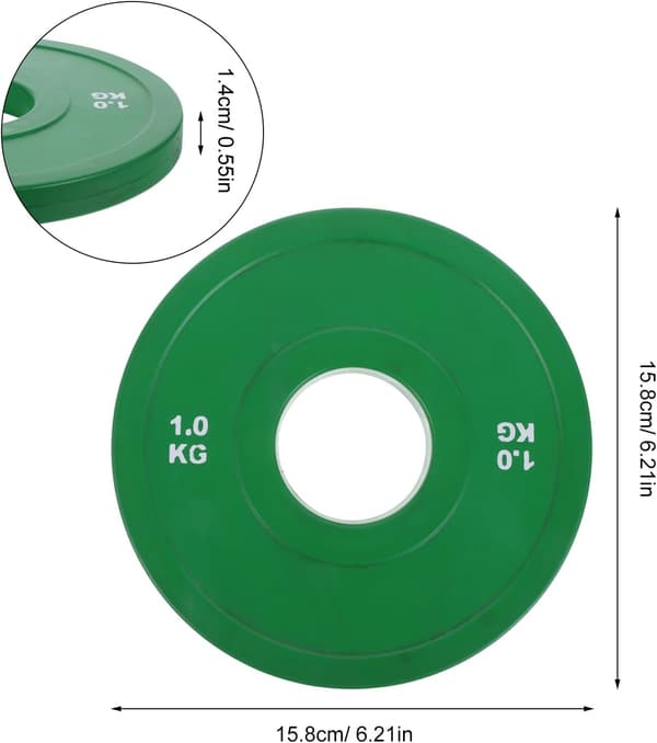 Rubber-Coated 1kg Barbell Weights, Fractional Training Bumper Plates