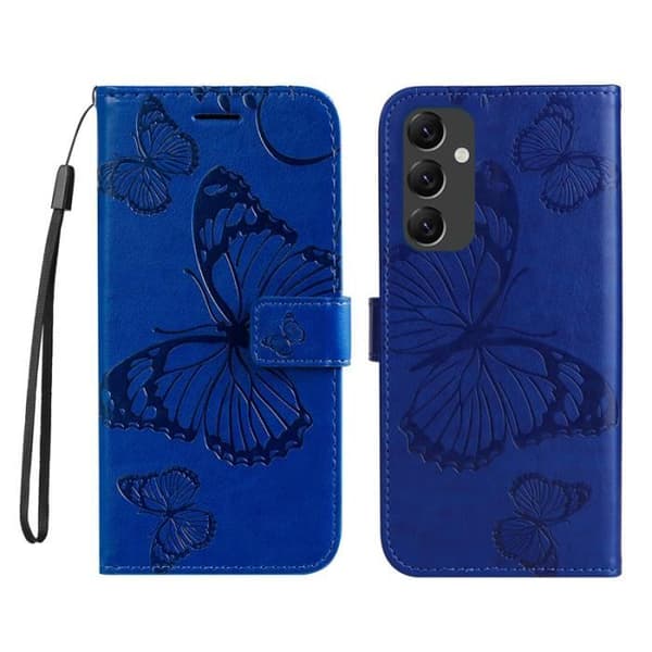Til Samsung Galaxy A14 5G PU-læderetui, sommerfugledesign, blå - YSEOSKL[DB] som på billedet as in the image